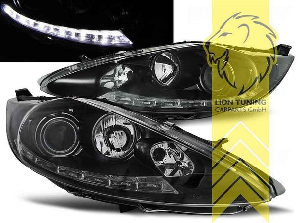 LTG Pair LED DRL Lightbar Headlights Ford Fiesta 7 VI 08-12 black LHD