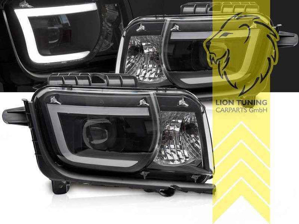 LTG Pair LED Halo DRL Headlights Chevrolet Camaro 5 09-13 Black EXPORT ONLY