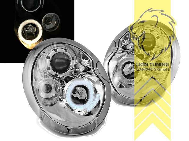 LTG Pair LED DRL Halo Ring Headlights Mini Cooper One R50 R52 R53 01+ Chrome LHD