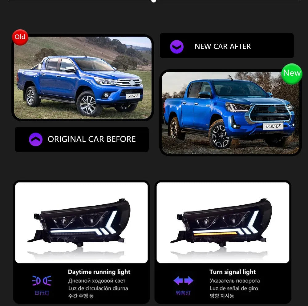 TYPY Pair Toyota Hilux Revo Rocco Wigo LED DRL Headlights Halogen / Xenon LHD