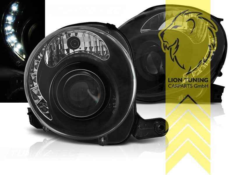 LTG DEPO Pair LED DRL Halo Headlights Fiat 500 312 595 695 C Abarth 07-15 LHD