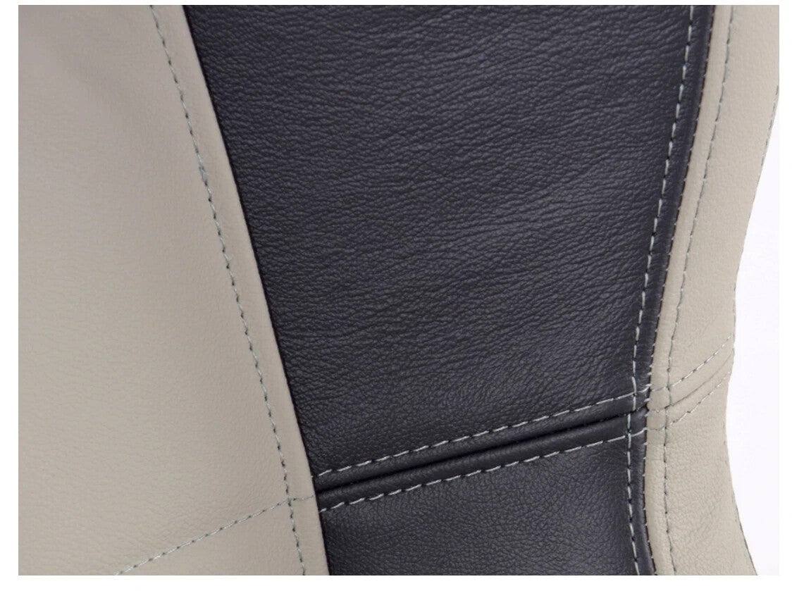 FK x2 Universal Real Leather Reclining Bucket Sports Seats Grey & Black Edition