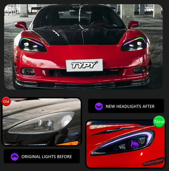 TYPY Pair Corvette C6 RGB 2005-2013 LED DRL RGB Colour Headlights LHD