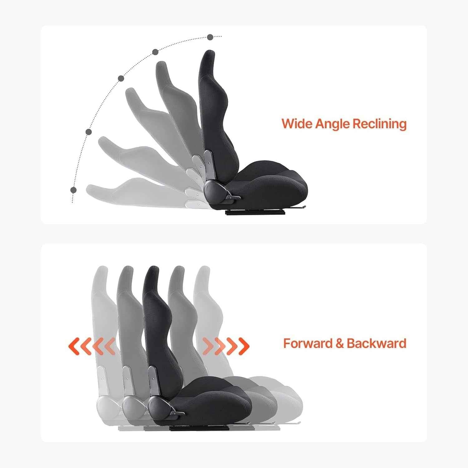 VVR Pair Universal Car Van Camper Bucket Seats black textile slides