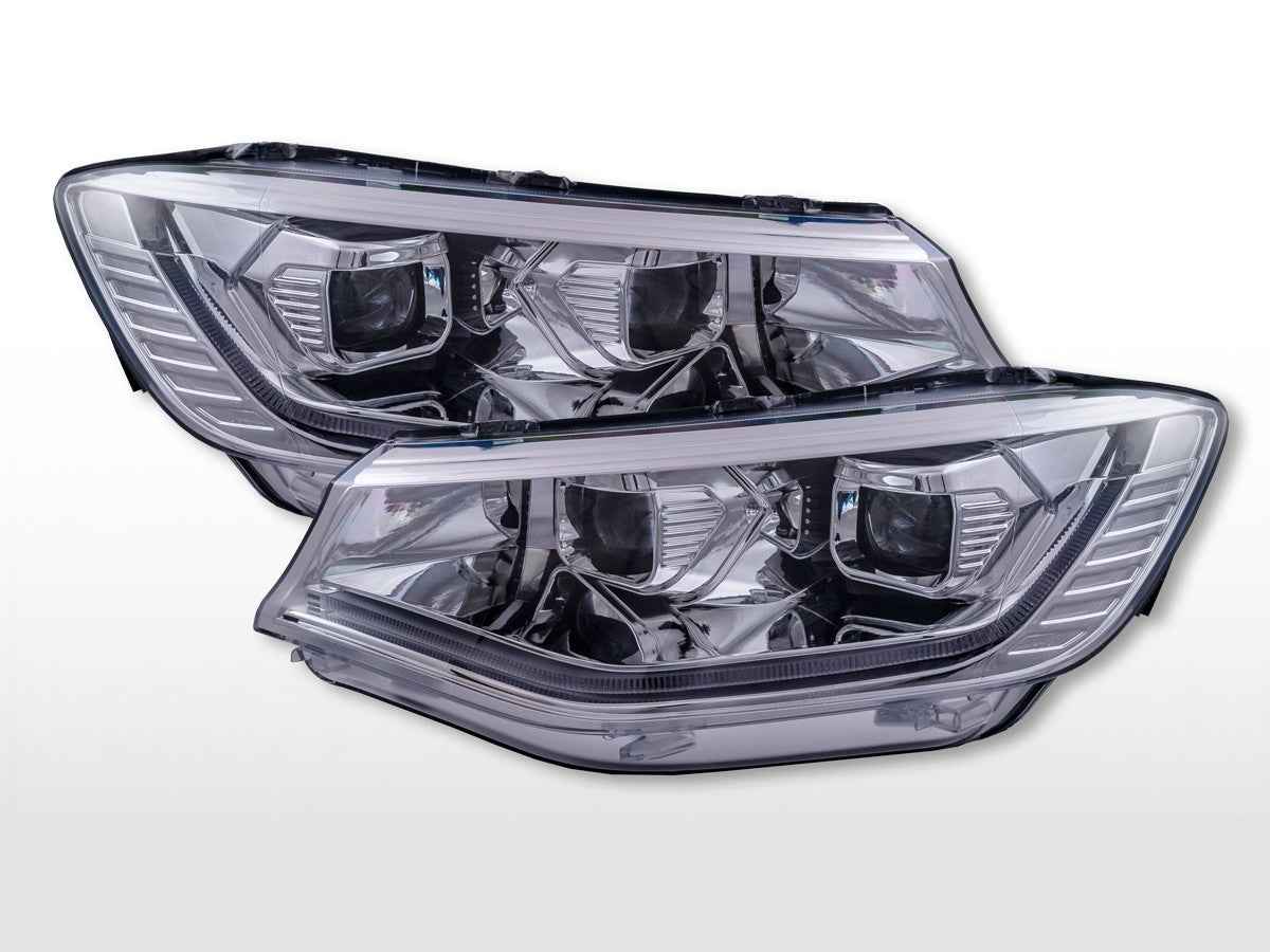 FK Pair LED DRL Dynamic Headlights VW Caddy 2020+ Chrome inc Servo E-Mark LHD