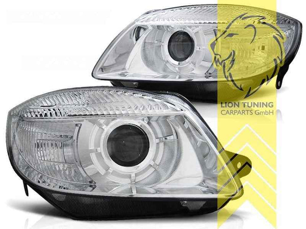 LTG Pair LED Halo Ring Headlights Skoda Fabia 2 5J Roomster 06-10 chrome LHD