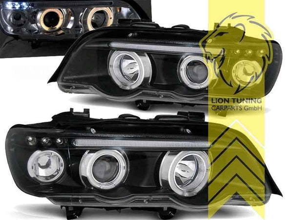 LTG Pair LED DRL Halo Ring Headlights BMW X5 E53 00-03 H1 / H1 LHD