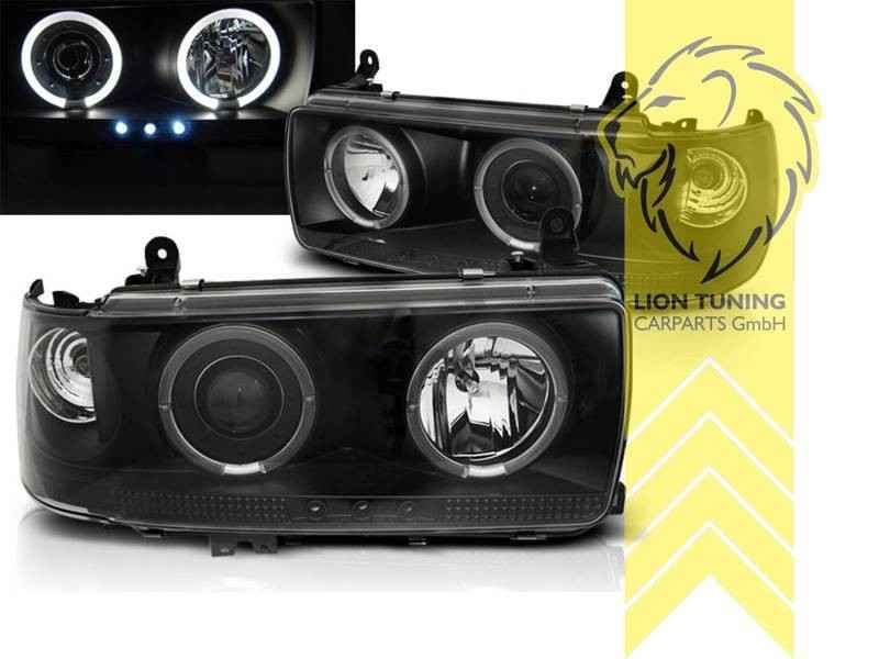 LTG Pair LED Halo DRL Headlights Toyota Land Cruiser FJ 80 J8 Black EXPORT ONLY