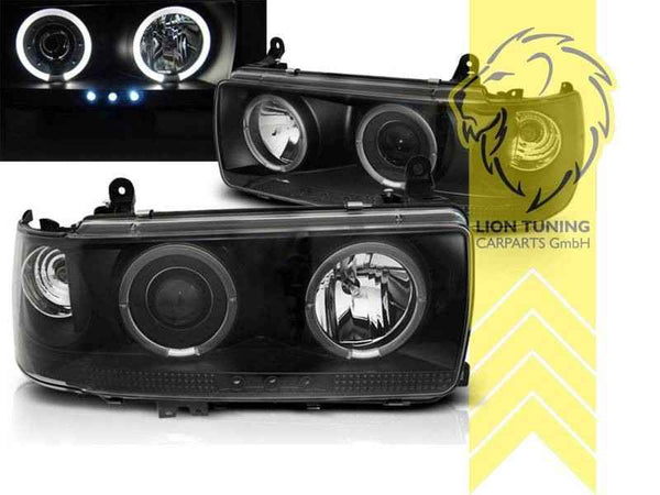 LTG Pair LED Halo DRL Headlights Toyota Land Cruiser FJ 80 J8 Black EXPORT ONLY