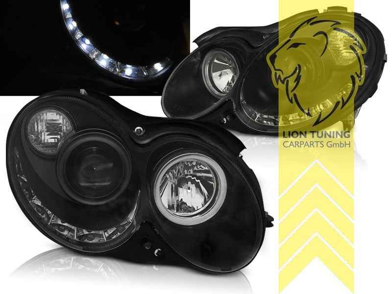 LTG Pair LED DRL Headlights Mercedes CLK C209 A209 02-10 Coupe Cabrio Black LHD