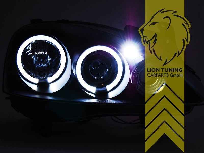 LTG Pair LED DRL Halo Ring Headlights Opel Corsa C Combo C 00-12 black LHD