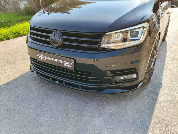 Motordrome Front Bumper Splitter Spoiler V2 VW Caddy Mk4 15-21 Glossy Black