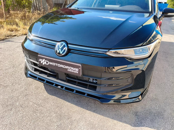 Motordrome Design Front Bumper Lower Splitter VW Golf Mk8 Facelift 24+ Gloss Blk