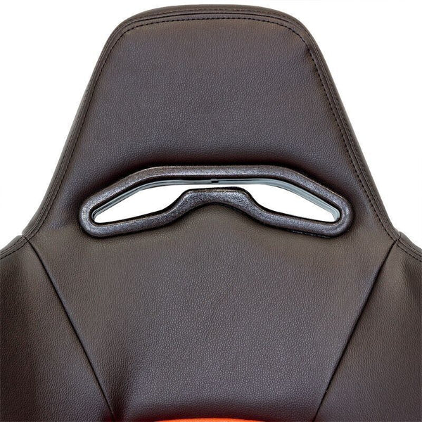 x2 Autostyle Black & Bright Red Sports Car Bucket Seats Synth Leather +slides