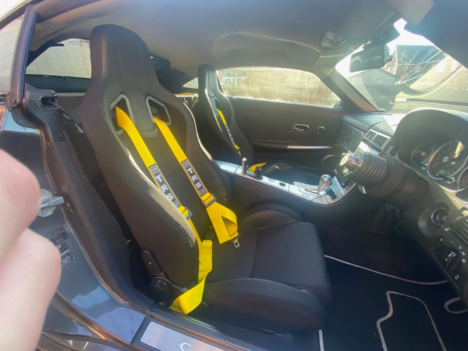 x2 TRS Bolt-In 3 Point Car Sim Seatbelt Safety Harness YELLOW Road Legal ECE Approved