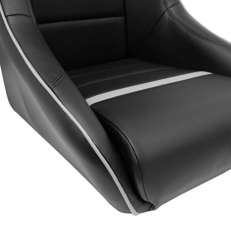 AS x1 Univ Classic RS Black Grey PVC Car Kit Fixed Back Bucket Seat + slides