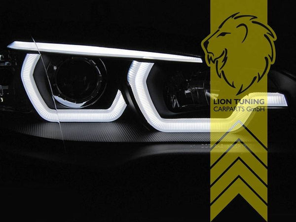 LTG Pair LED DRL 4D Headlights BMW X5 M X5M S63 E70 07-13 black LHD