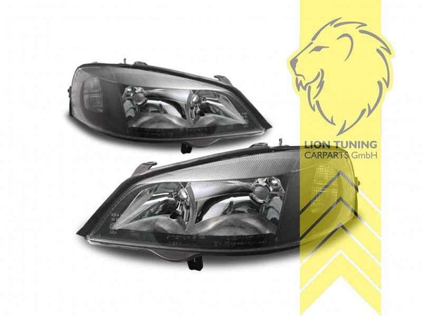 LTG Pair TYC Halogen Headlights Opel Vauxhall Astra G CC 98-05 black LHD
