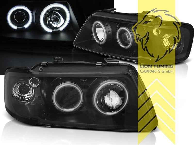 LTG Pair CCFL LED DRL Halo Ring Headlights Audi A3 8L 96-00 Black LHD
