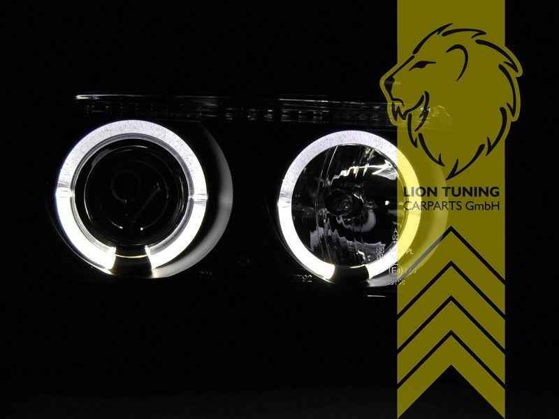 LTG Pair LED DRL Halo Ring Headlights VW Vento 1H2 91-98 Black LHD
