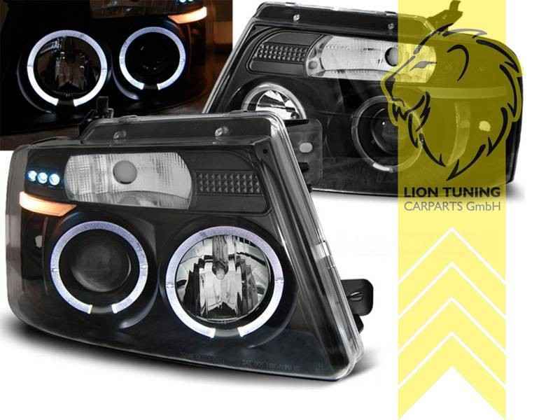 LTG Pair LED Halo DRL Headlights US Ford F-150 04-08 F150 MK11 Black EXPORT ONLY