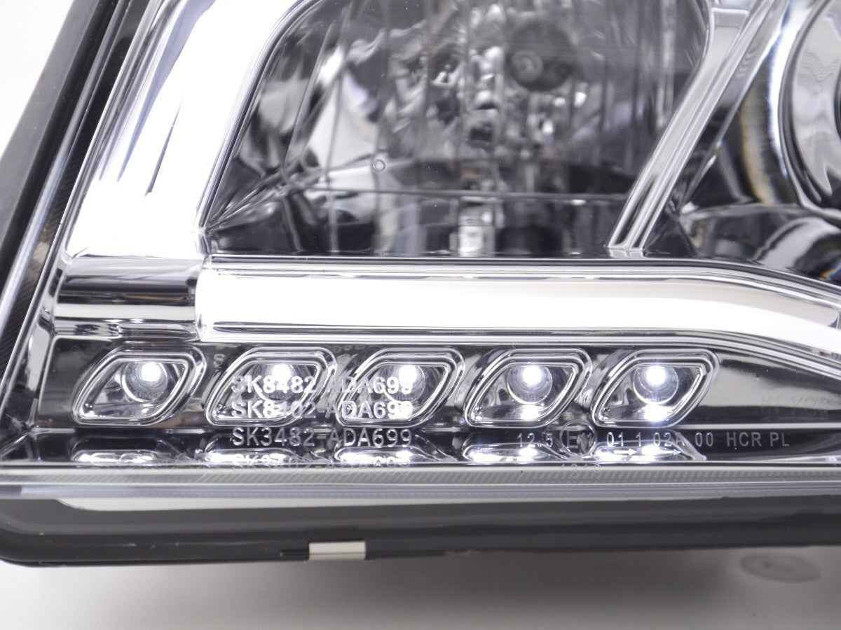 FK Pair LED DRL Lightbar Headlights Audi A6 C5 4B 01-04 Chrome RHD