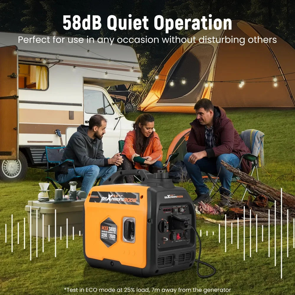 MXPR Petrol Inverter Generator Silent Portable 3500W 4 Stroke Engine Camping