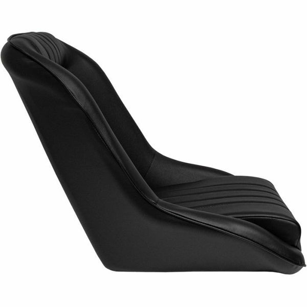 UK STOCK - Auto-Style x1 Individual Classic Car Retro Kit Sports Fixed Back Bucket Seat Black PVC / Synthetic Leather inc slide runners