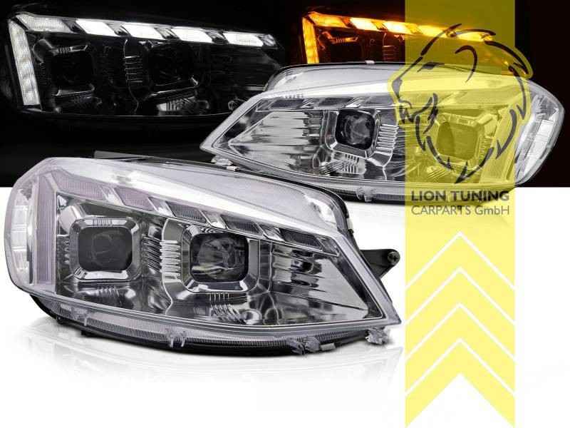 LT Pair LED DRL Lightbar Halo Headlights VW Golf 7 BA5 5G1 Saloon chrome LHD