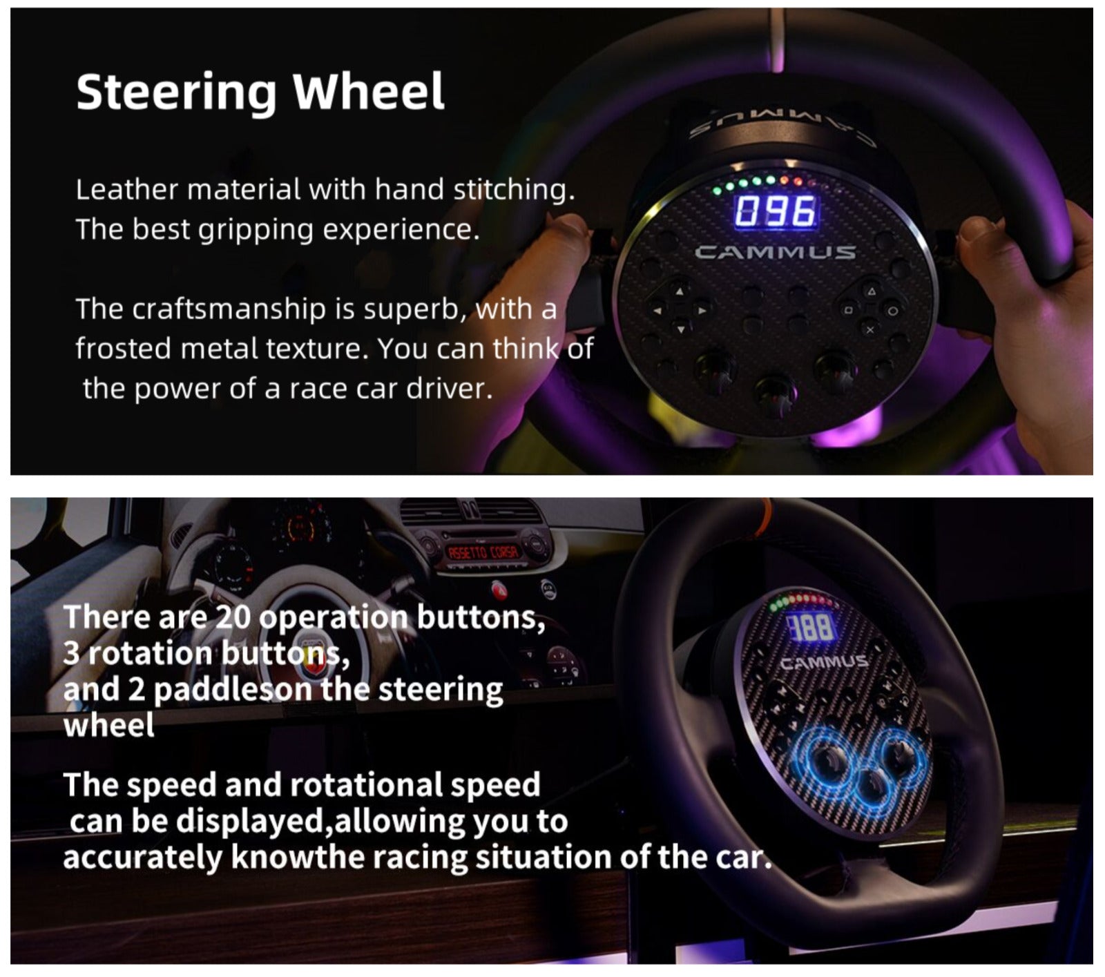 CAMMUS C5 2025 Upgraded Model - Direct Drive Racing Sim Simulator Steering Wheel