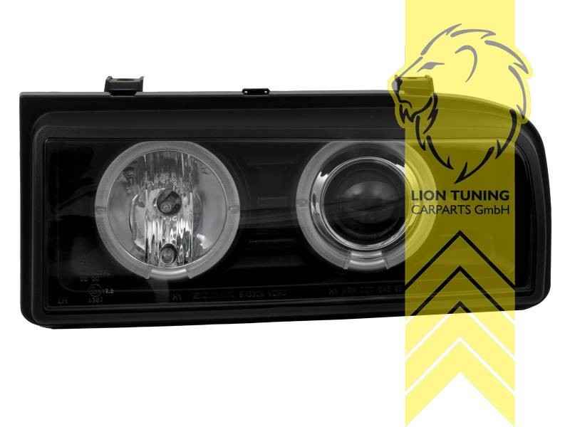 LT Pair LED Halo Ring Halogen Headlights VW Corrado 53I 53 88-95 black LHD