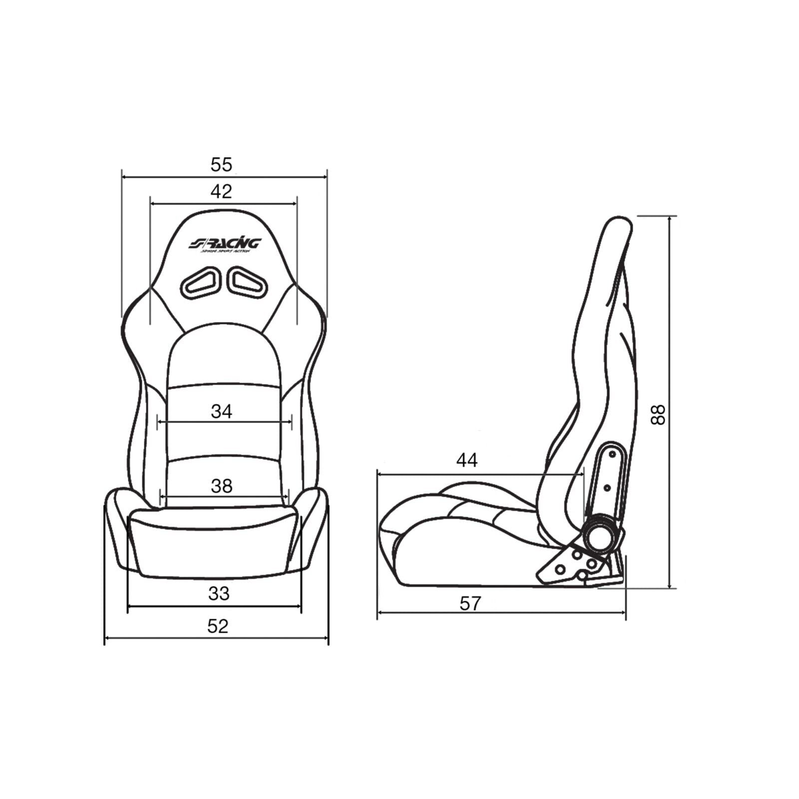 Simoni Racing x1 MAX Universal Reclining Sports Bucket Seat +Runners Black Textile UK Stock