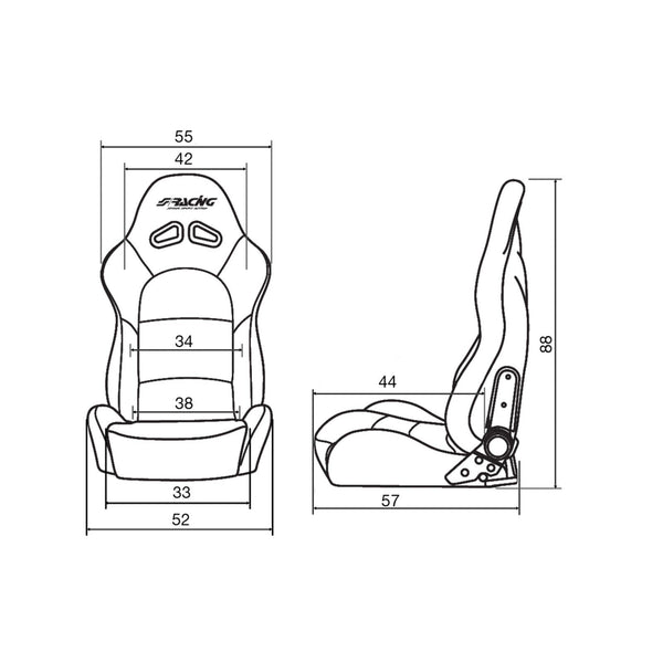 Simoni Racing x1 MAX Universal Reclining Sports Bucket Seat +Runners Black Textile UK Stock
