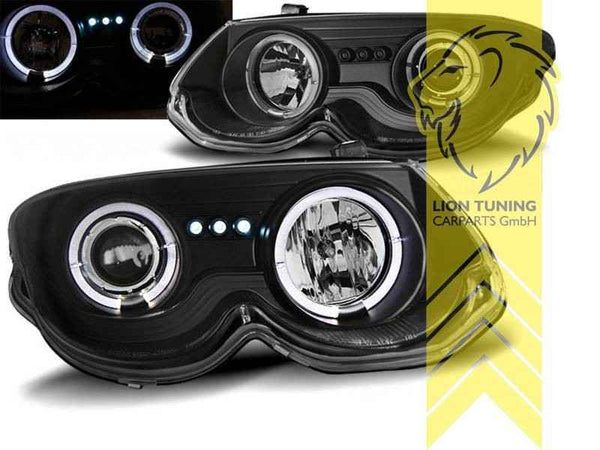 LTG LED Halo Ring DRL Headlights Chrysler 300M LR 98-04 black LHD EXPORT ONLY