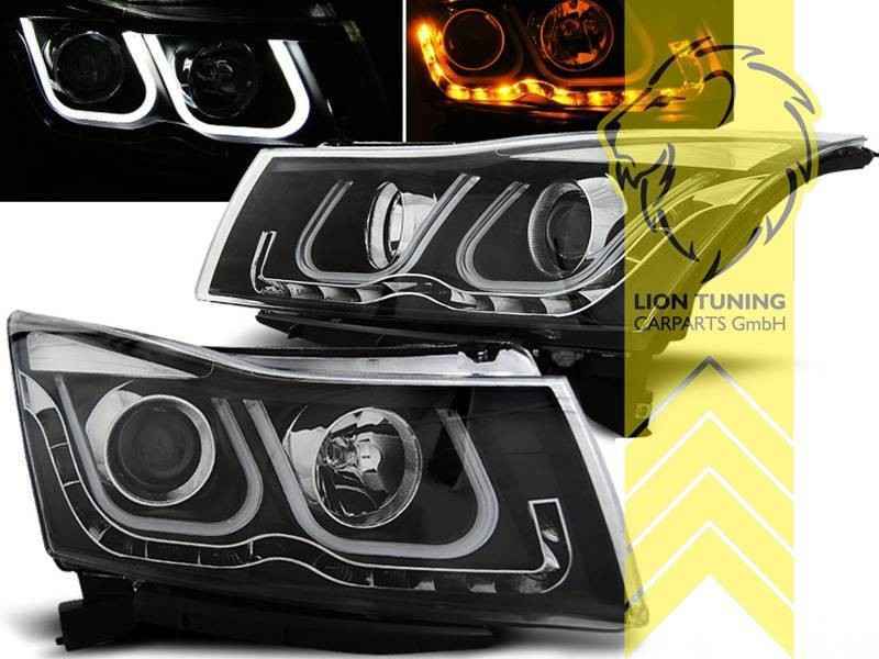 LTG LED Halo Ring DRL Headlights Chevrolet Cruze USA Black LHD 09-14 EXPORT ONLY
