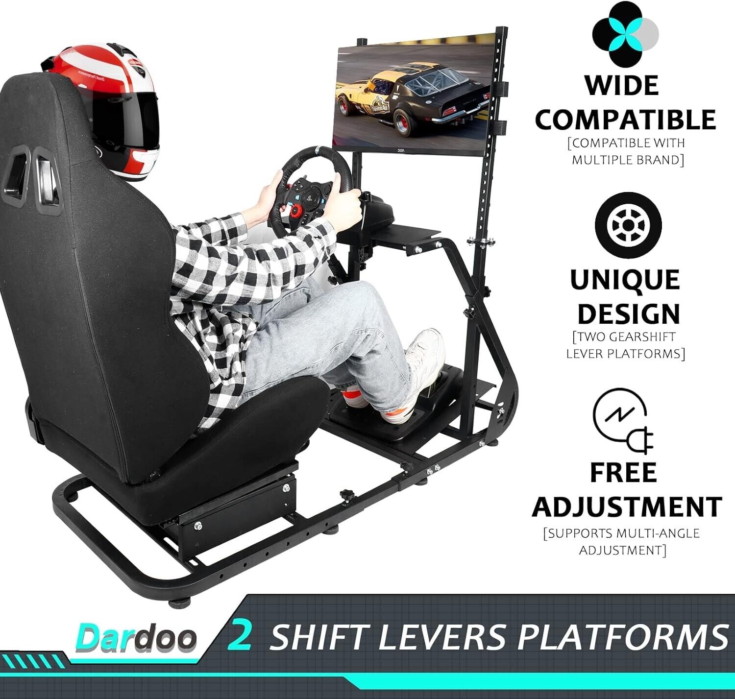 Driving Game Sim Racing Frame Rig - Add Seat Screen Wheel Pedals Xbox PS PC F1
