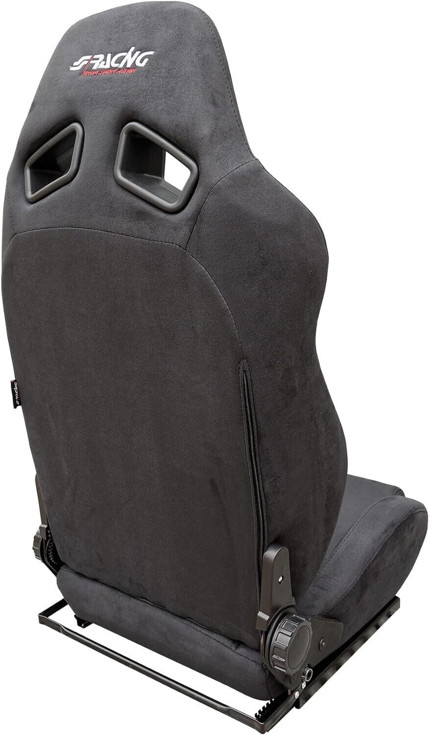 Simoni Racing x2 SRS/12 Charles - Universal Reclining Sports Bucket Seats + Runners Black Alcantara Velour Suede Fabric