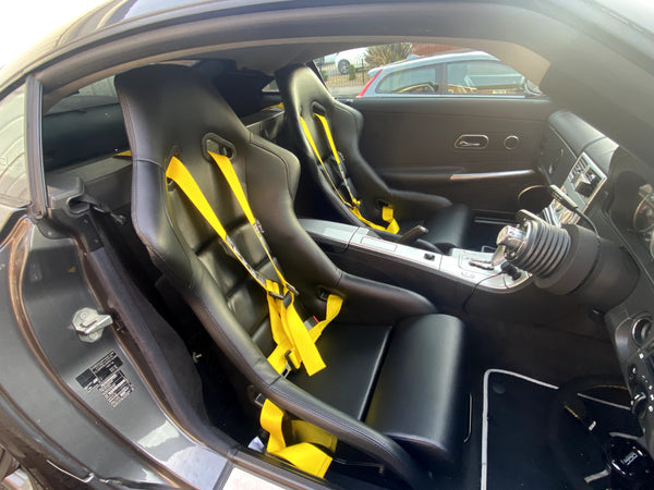 x2 TRS Bolt-In 3 Point Car Sim Seatbelt Safety Harness YELLOW Road Legal ECE Approved