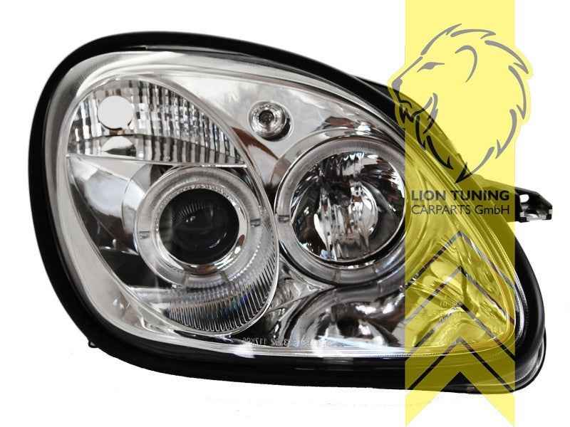 LTG Pair CCFL Angel Eyes Halo Headlights Mercedes SLK R170 96-04 Chrome LHD