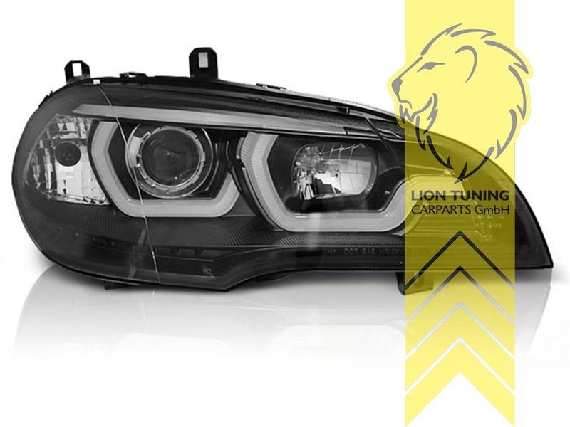 LTG Pair LED DRL 4D Headlights BMW X5 M X5M S63 E70 07-13 black LHD