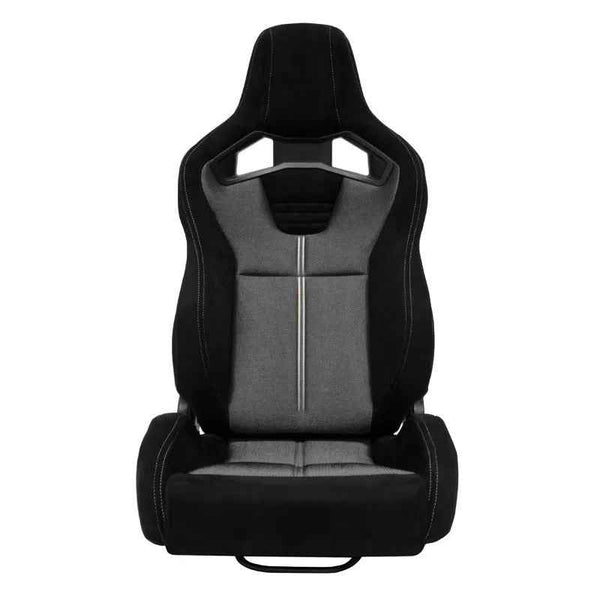 ATS x1 Universal Recline Bucket Seat ‎Black Suede + Grey Mesh Fabric + runners