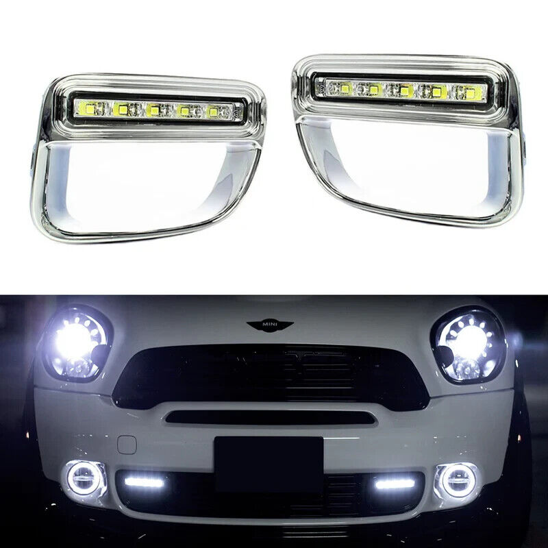White Amber Switchback 10-16 MINI Countryman LED DRL Front Bumper Lights Markers