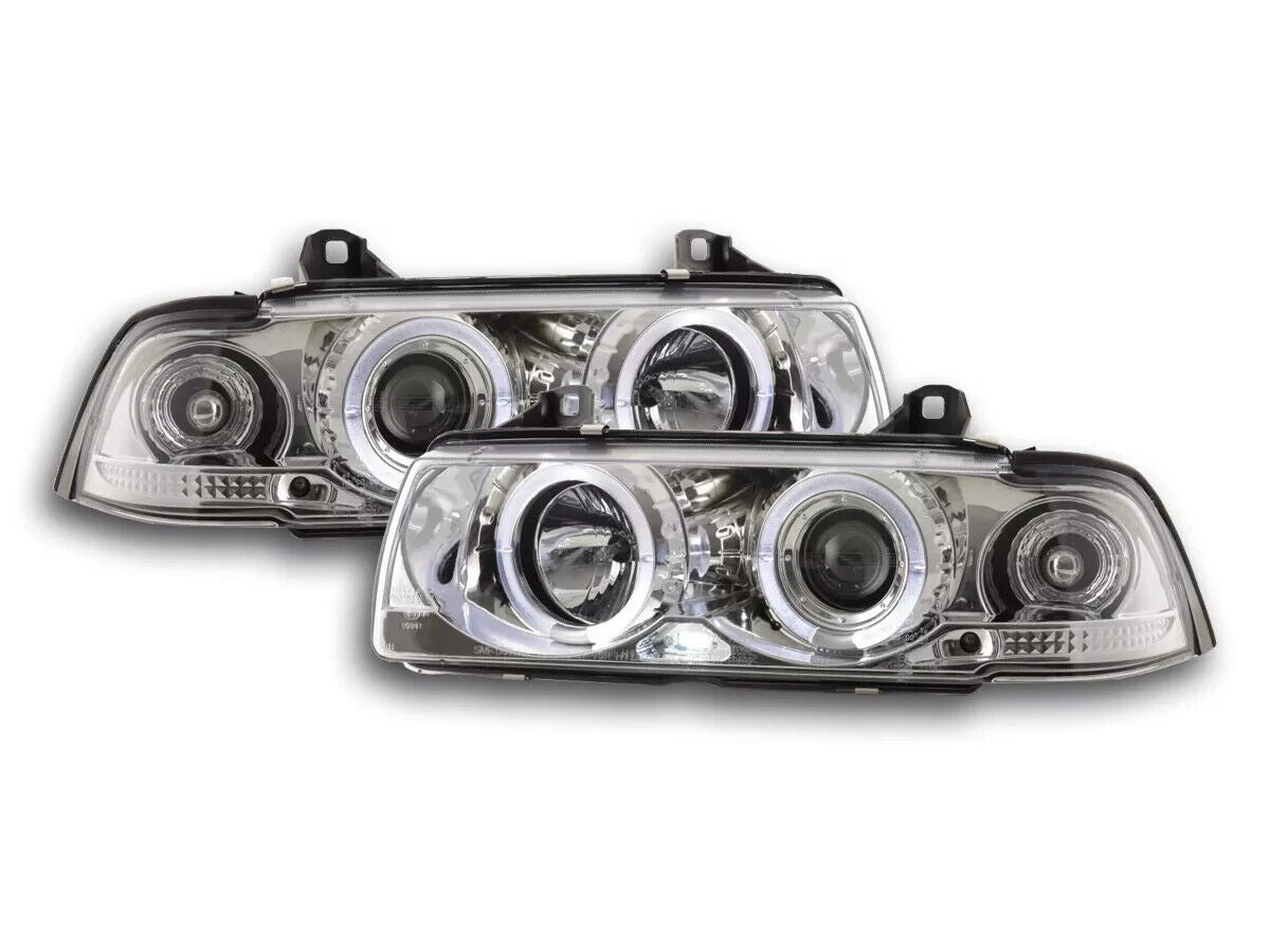 FK LED DRL Headlights Halo Ring BMW 3-Series E36 Coupe Cabrio 92-98 chrome LHD