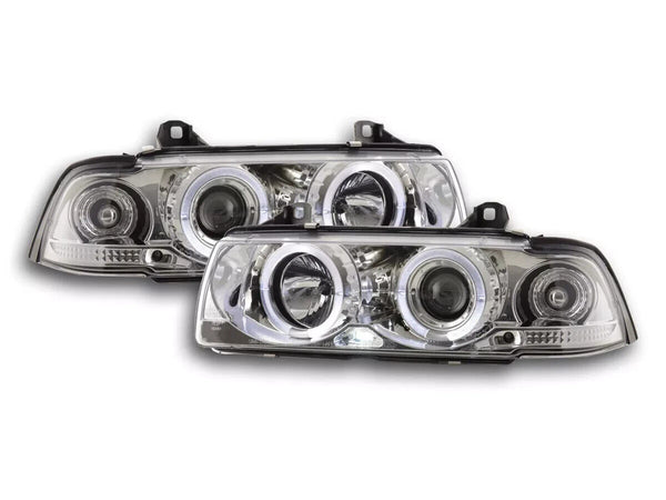 FK LED DRL Headlights Halo Ring BMW 3-Series E36 Coupe Cabrio 92-98 chrome LHD