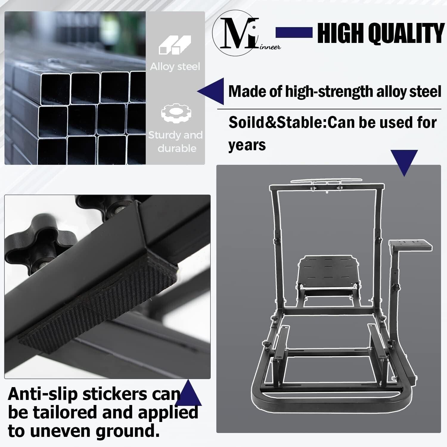 MN Driving Game Sim Racing Frame Rig for Seat Wheel Pedals Xbox PS PC Console F1