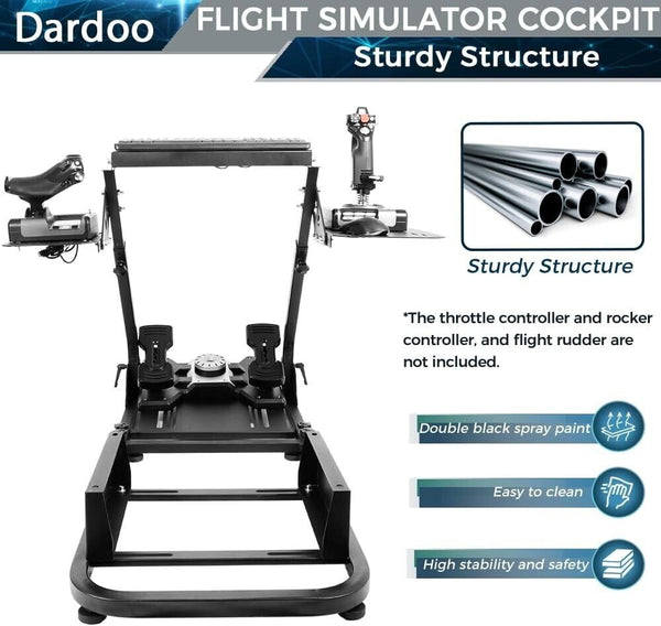 DD Plane Game Flight Sim Simulator Cockpit Frame Rig for Seat Wheel Pedals Xbox PS PC Console F1 with seat mount