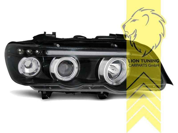 LTG Pair LED DRL Halo Ring Headlights BMW X5 E53 00-03 H1 / H1 LHD