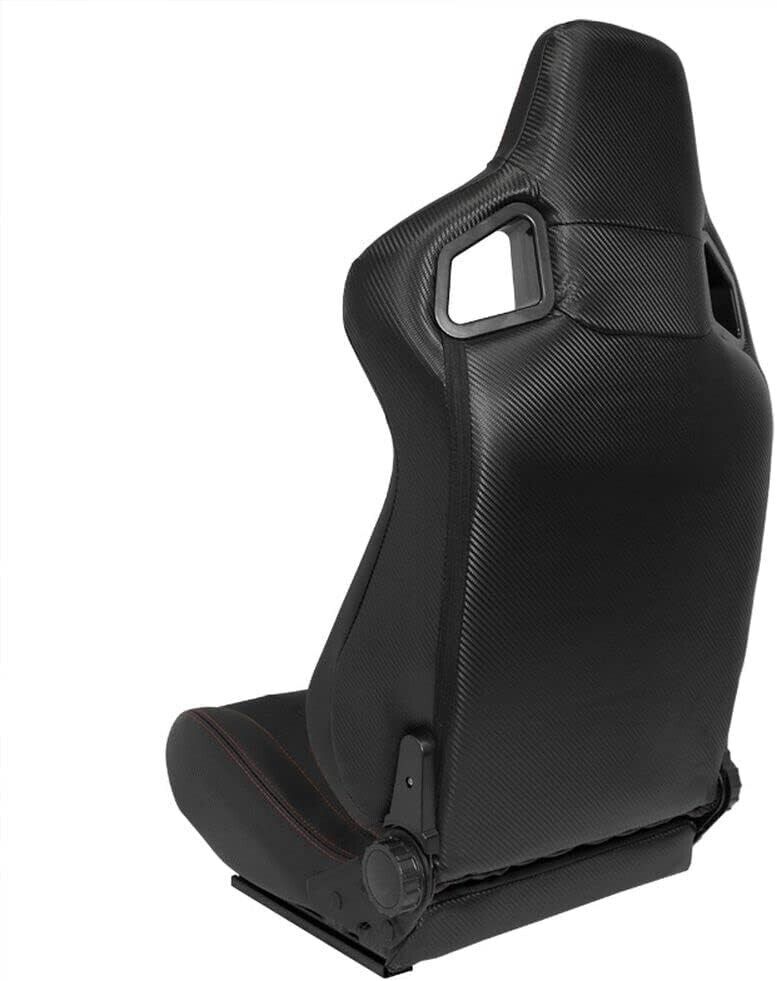 UK STOCK - ATS RK x2 Sports Bucket Seats Black Red Stitch recline + runners