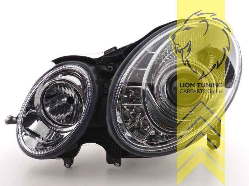 LTG Pair LED DRL XENON HID Headlights Mercedes Benz W211 E-Class chrome LHD