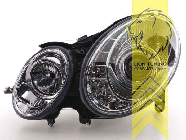 LTG Pair LED DRL XENON HID Headlights Mercedes Benz W211 E-Class chrome LHD